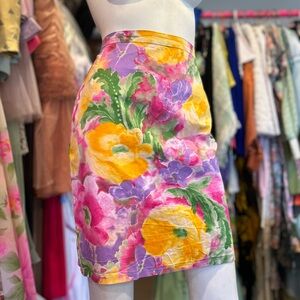 Vintage Pink Art Floral Skirt